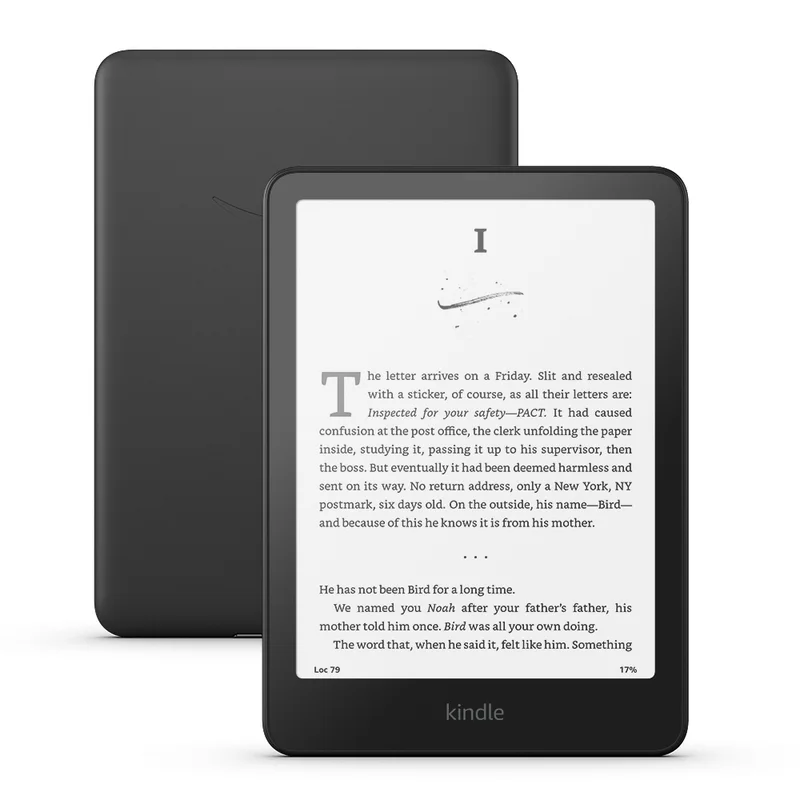 Kindle básico de 2024 negro, vistas frontal y trasera