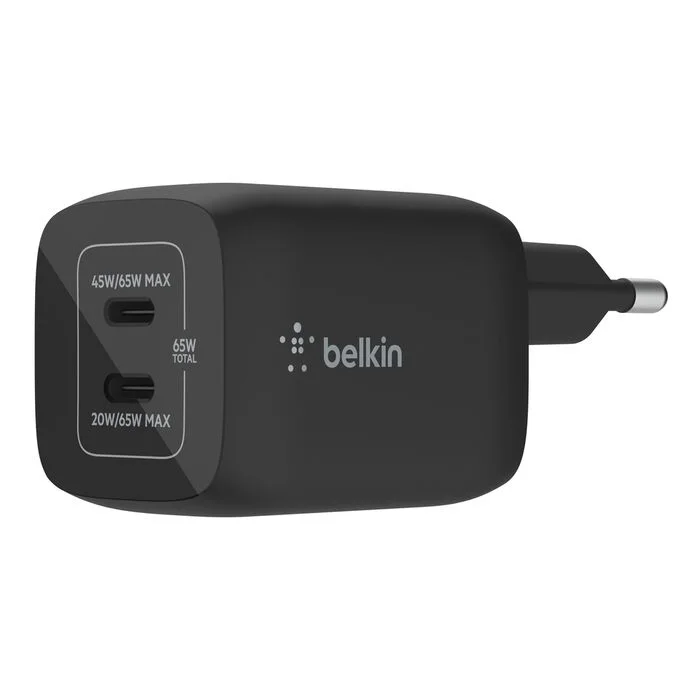 Belkin BoostCharge Pro Dual USB-C GaN 65 W WCH013vfBK negro