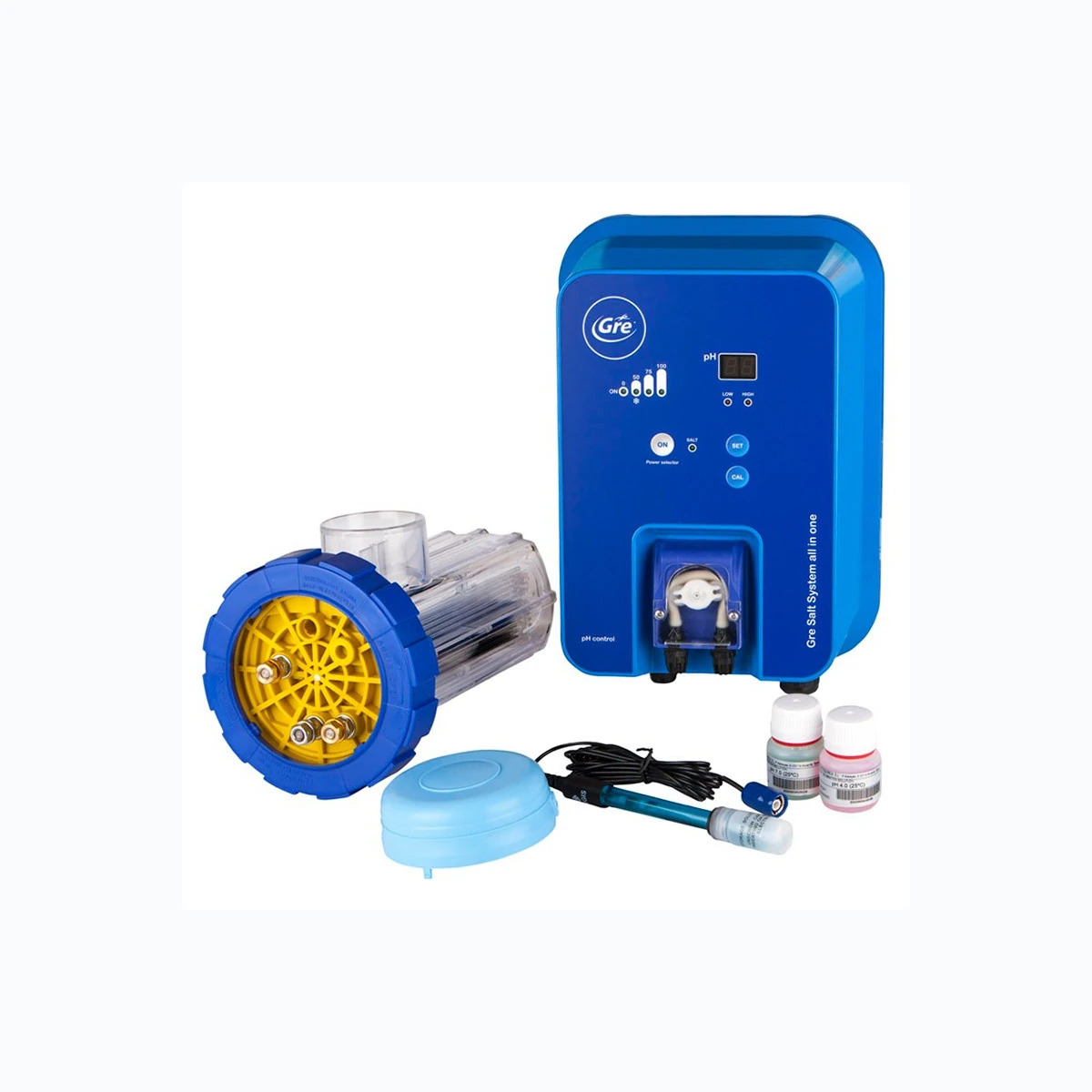 GRE SCGPHP100, clorador salino con controlador de pH del modelo exacto.